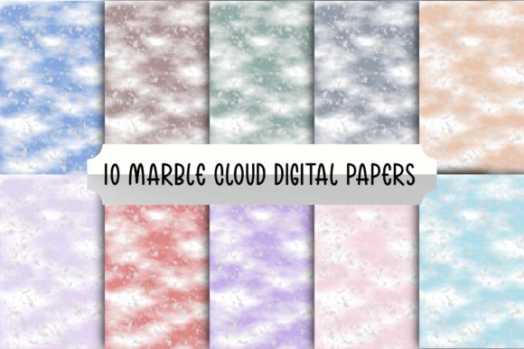 10 Digital Papers Marble Clouds