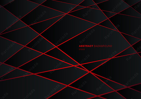 Abstract Black Geometric Red Laser Light and Abstract Black Geometric Polygon on Red Laser Light Neon Futuristic Technology Design Concept Background