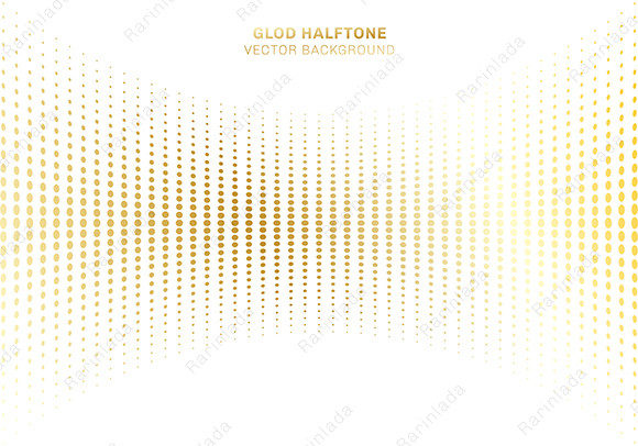 Abstract Curve Gold Dot Pattern Halftone: Elegant, Versatile Vector Design for Luxury Branding