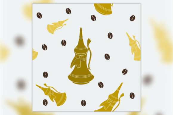 Flat Arab Coffee Pot and Beans Pattern for Creative Projects