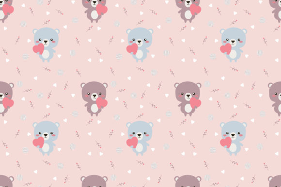 Lovely Bear Hold Heart Seamless Pattern: A Versatile Creative Resource for Designers and Makers