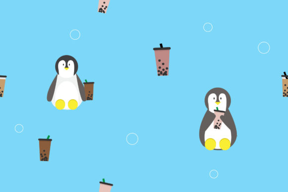 Penguin Drinking Bubble Tea: Adorable Design for Every Purpose