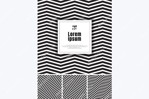 Set Abstract Black Zigzag Line Pattern