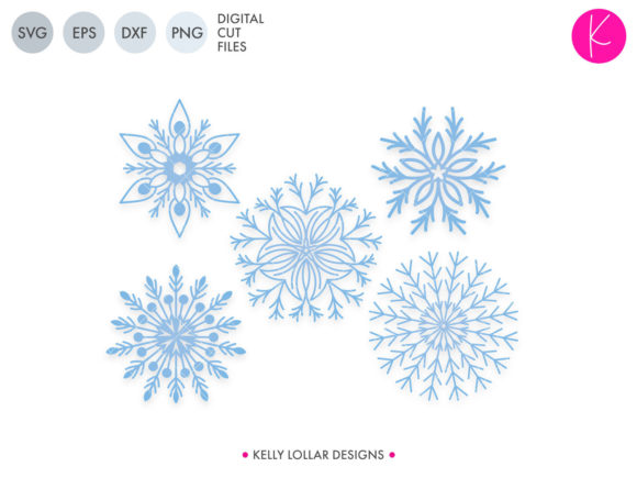 Snowflake Pack: 5 Hand-Drawn Snowflakes + Monogram Frames for Effortless Winter Creativity